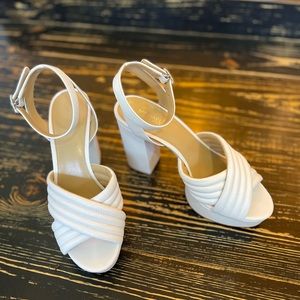 Michael Kors Royce Quilted Leather Platform Sandal White